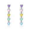 Pendientes de botón de plata estilo Pandora con corazones arcoíris - SCE451