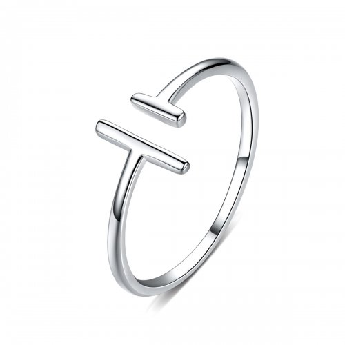 Anillo abierto de líneas paralelas de plata al estilo Pandora - SCR555