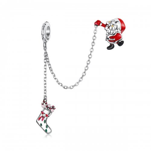 Pulsera de seguridad estilo Pandora con Papá Noel - BSC542