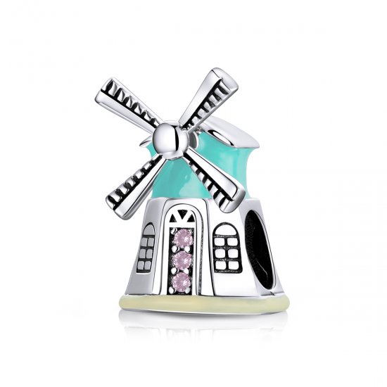 Amuleto estilo Pandora de molino de viento de plata - SCC1739 - Haga click en la imagen para cerrar