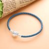 Pulsera de cuero trenzado turquesa con cierre de concha Pandora Moments - 598951C01-S2