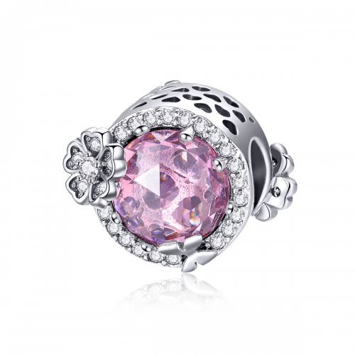 Pulsera de Plata con Encanto de Estilo Pandora - Sabor Rosa - SCC904