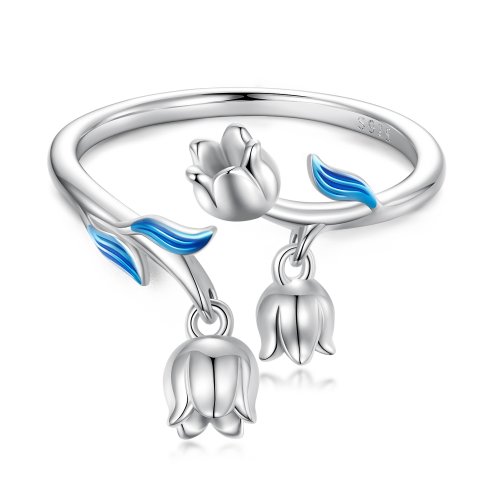 Anillo Abierto Estilo Pandora con Orquídea - BSR287