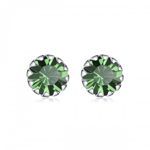 Estos aretes de estilo Pandora en plata con piedra de nacimiento de mayo - SCE862-5