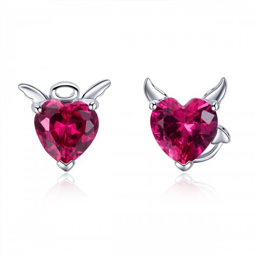 Estilo Pandora Pendientes de Plata Angel y Diablo - SCE414