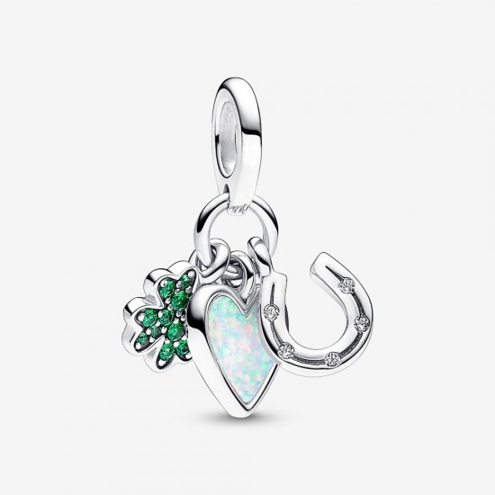 Pandora Trébol de Cuatro Hojas, Corazón y Herradura Triple Colgante - 792755C01 - Haga click en la imagen para cerrar