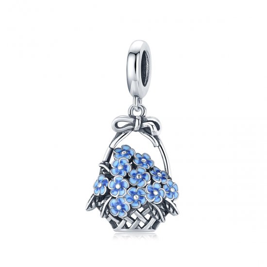 Canasta de flores colgante de estilo Pandora en plata - SCC1717 - Haga click en la imagen para cerrar