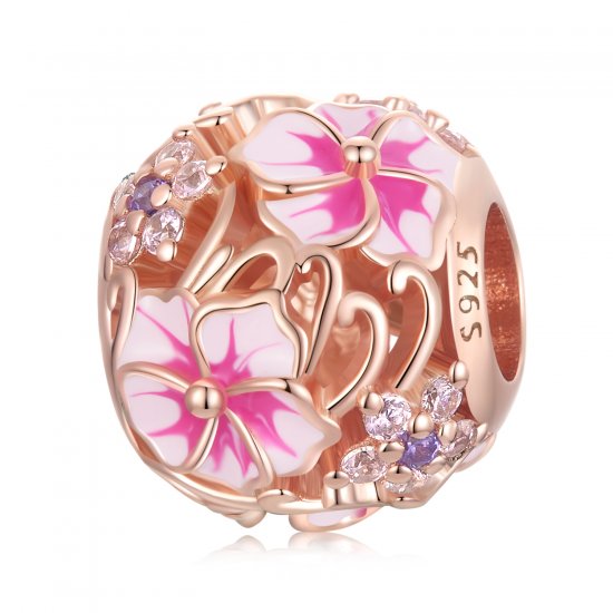 Encanto estilo Pandora de flores de cerezo rosa - BSC643 - Haga click en la imagen para cerrar
