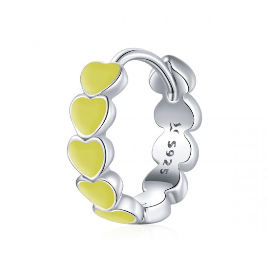 Aretes de argolla estilo Pandora con corazones plateados - SCE1052-YE - Haga click en la imagen para cerrar