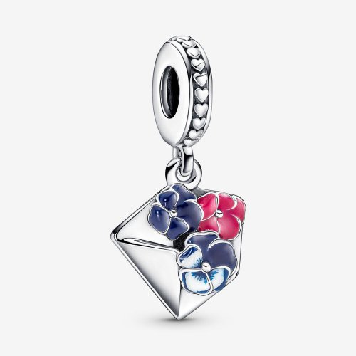 Charm colgante de sobre con flor de pensamiento PANDORA - 790787C01