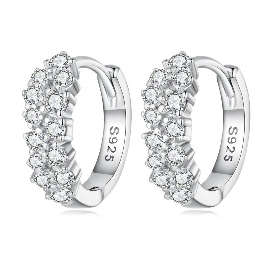 Pendientes de Aro Pandora Style con Circonitas Refinadas - BSE730 - Haga click en la imagen para cerrar