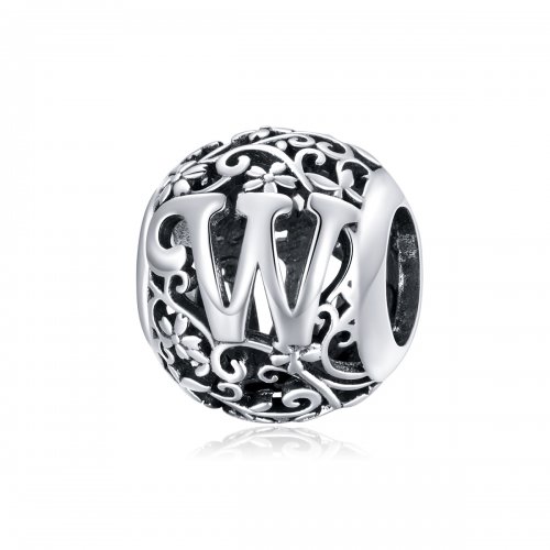 Charm Pandora estilo flor abierta con letra W - SCC1444-W