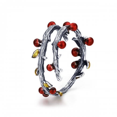 Anillo de estilo Pandora en plata con colores otoñales - SCR442