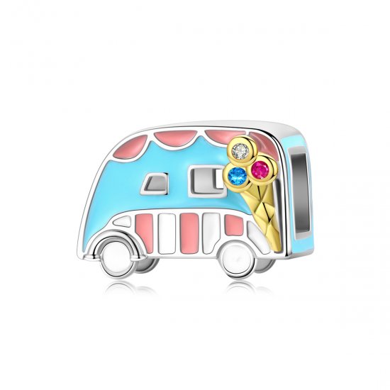 Charm estilo Pandora de dos tonos de furgoneta de helados - BSC163 - Haga click en la imagen para cerrar