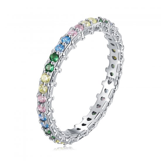 Anillo de patrón estilo Pandora con zirconia de colores - BSR277-CF - Haga click en la imagen para cerrar