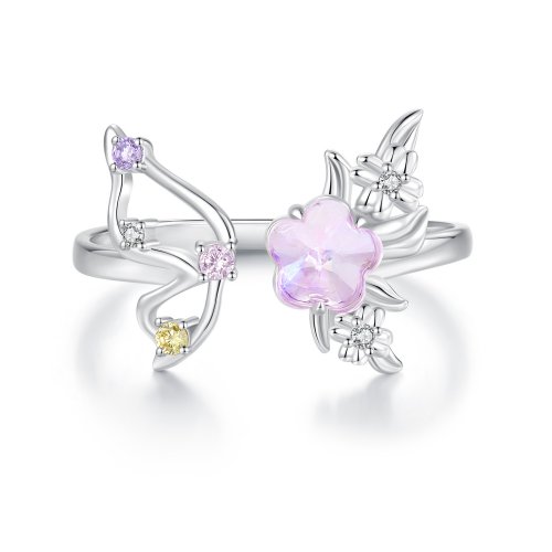 Anillo mariposa rosa estilo PANDORA - SCR1011-E