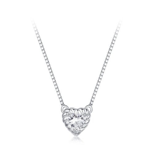 Collar de moissanita en forma de corazón con estilo PANDORA (un certificado) - MSN032