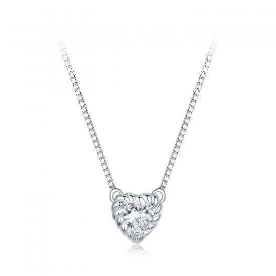 Collar de moissanita en forma de corazón con estilo PANDORA (un certificado) - MSN032 - Haga click en la imagen para cerrar