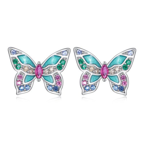 Estos aretes estilo Pandora con mariposas - BSE807
