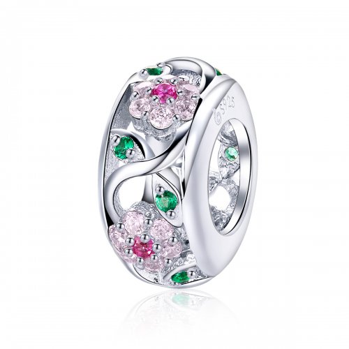 Pulsera de plata estilo Pandora con dije de resorte - BSC039