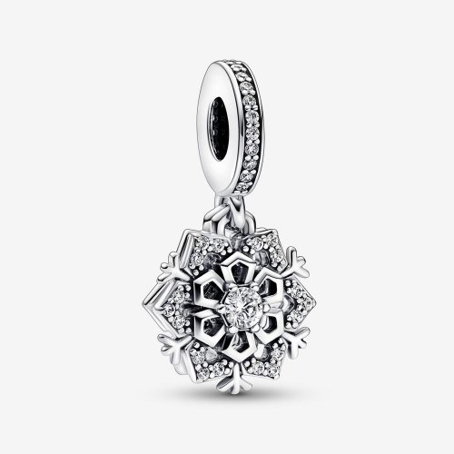 Charm doble colgante de copo de nieve brillante de Pandora - 792355C01