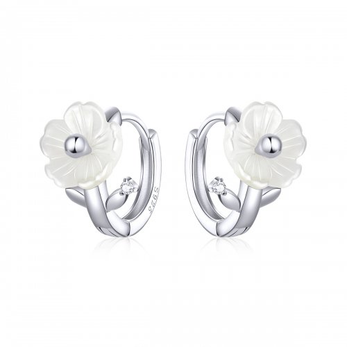 Pendientes de Aro de Flores Puros de Plata Estilo Pandora - BSE321