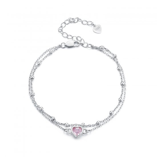 Pulsera de doble capa con forma de corazón al estilo de Pandora - BSB152 - Haga click en la imagen para cerrar