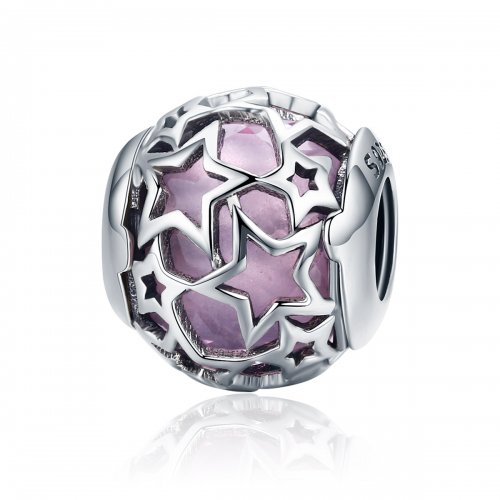 Encanto de estrellas románticas en estilo Pandora de plata - SCC510