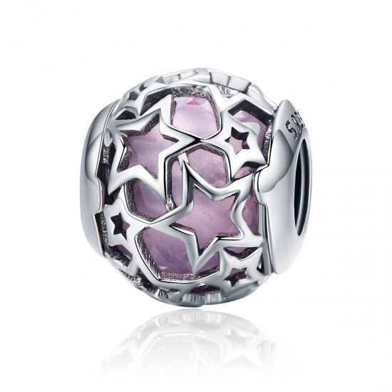 Encanto de estrellas románticas en estilo Pandora de plata - SCC510 - Haga click en la imagen para cerrar