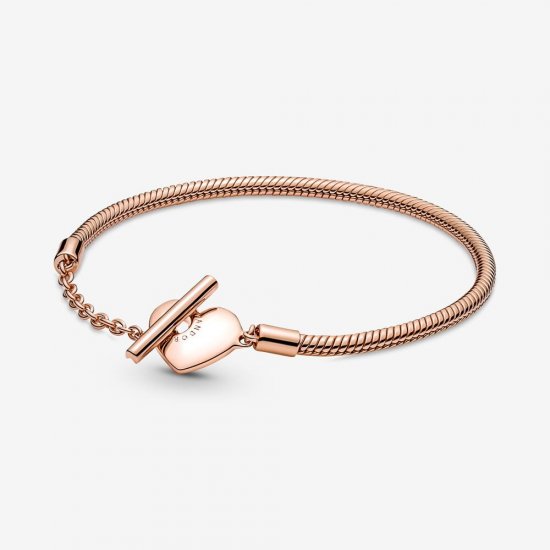 Pulsera Pandora Moments Cadena de Serpiente con cierre en T y Corazón - 589285C00 - Haga click en la imagen para cerrar