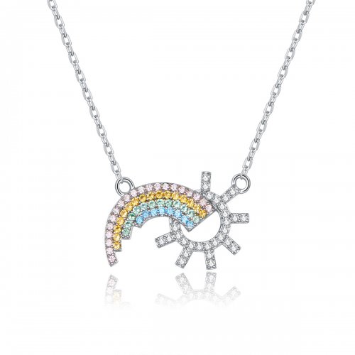 Collar arcoíris de plata estilo Pandora - SCN366