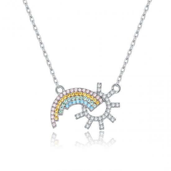 Collar arcoíris de plata estilo Pandora - SCN366 - Haga click en la imagen para cerrar