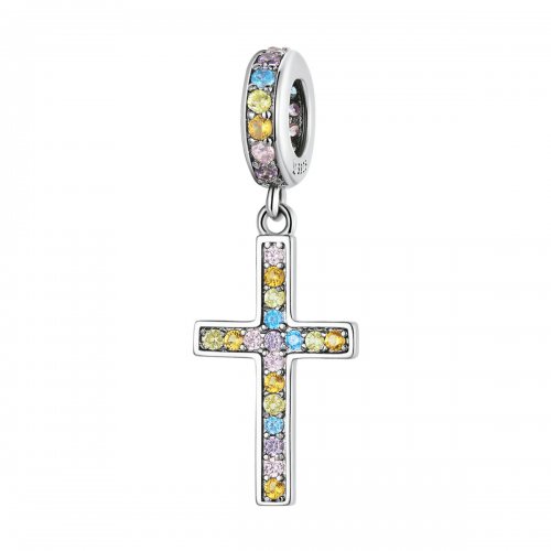 Pendiente colgante de cruz colorido estilo Pandora - SCC2156