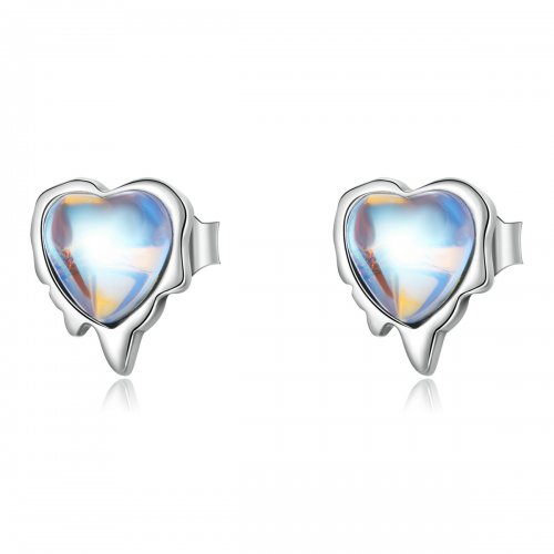 Aretes de botón estilo Pandora con diseño de amor fundido - SCE1306