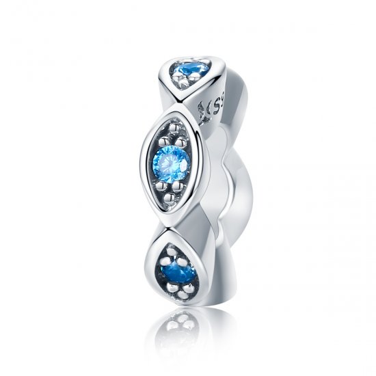 Encanto separador estilo Pandora con ojos brillantes de plata - SCC513 - Haga click en la imagen para cerrar
