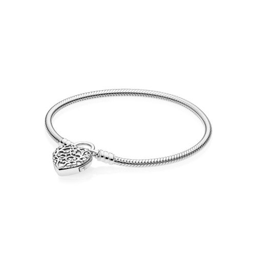 Pulsera PANDORA Moments en plata de ley Candado Corazón Real - 597602