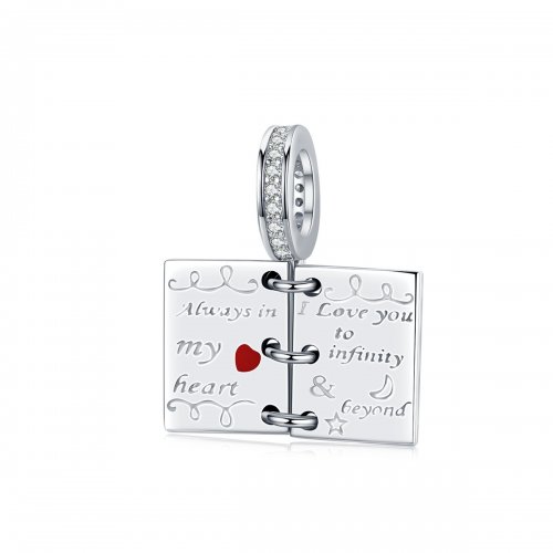 Colgante de letra de amor en estilo Pandora de plata - SCC1262