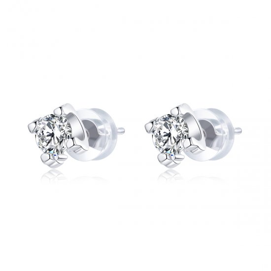 Aretes estilo Pandora de plata con circonitas simples - SCE974 - Haga click en la imagen para cerrar