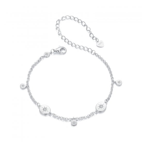 Pulsera con borlas de estrellas estilo PANDORA - BSB182 - Haga click en la imagen para cerrar