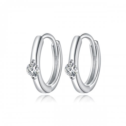 Pendientes de Aro Brillantes de Plata Estilo Pandora con Diamantes - SCE1050-A