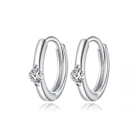 Pendientes de Aro Brillantes de Plata Estilo Pandora con Diamantes - SCE1050-A - Haga click en la imagen para cerrar