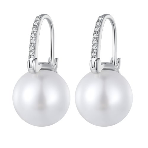 Aretes de argollas con cuentas de conchas estilo Pandora - SCE1583