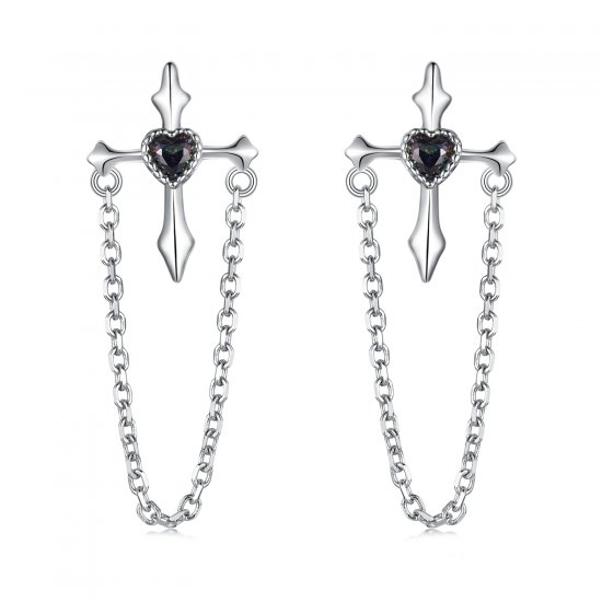 Pendientes con cadena cruzada estilo PANDORA - SCE1808 - Haga click en la imagen para cerrar
