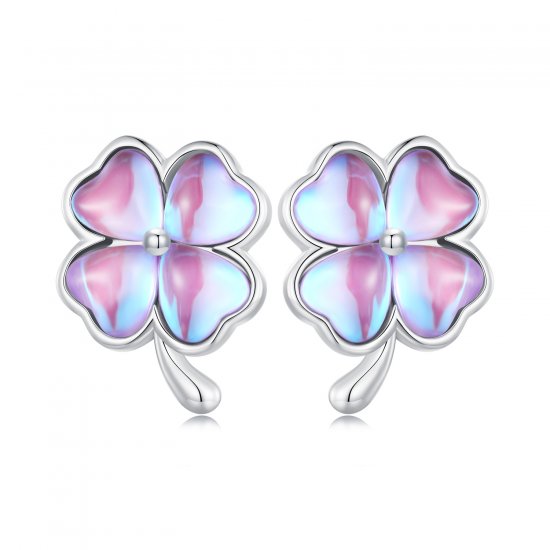 Pendientes de trébol de cuatro hojas estilo Pandora - BSE914 - Haga click en la imagen para cerrar