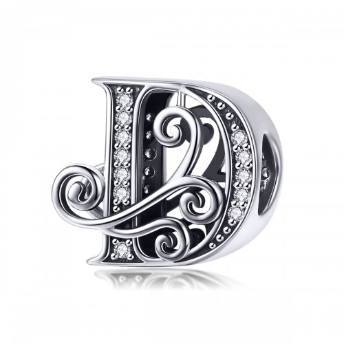 Encanto de letra D con brillantes pavé estilo Pandora - BSC030-D