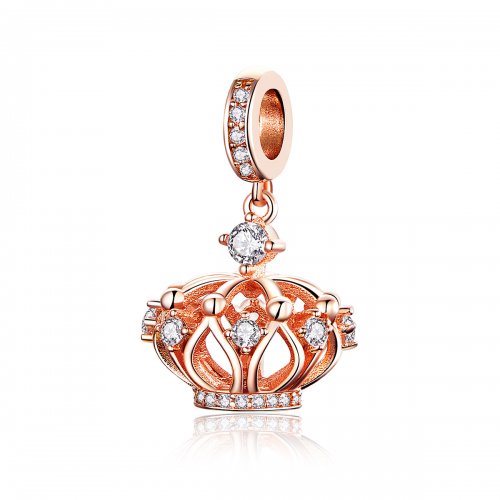 Charm colgante estilo Pandora en oro rosa con corona real - SCC1121