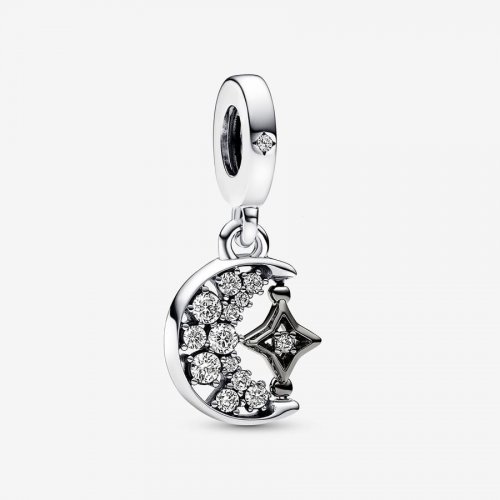 Charm colgante de media luna brillante y estrella giratoria de Pandora - 792781C01