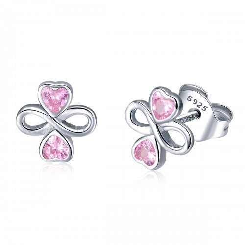 Pendientes de botón estilo Pandora en plata con diseño de amor infinito - SCE455