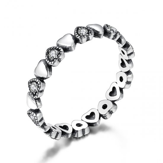 Anillo estilo Pandora con corazones cruzados - SCR140-WH - Haga click en la imagen para cerrar