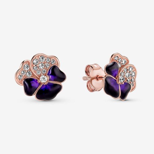 Pendientes de botón PANDORA Deep Purple Pansy Flower - 280781C01